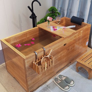 木之润会所橡木桶成人洗澡桶，家用实木浴缸木质泡澡桶美容院浴桶