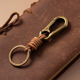 复古牛皮钥匙扣挂件创意个性，简约汽车钥匙链圈环男士精致包挂饰(包挂饰)