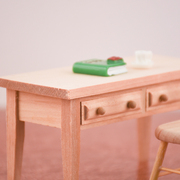 娃娃屋微缩家具模型纯手工木质工艺品摆件迷你书桌课桌桌椅套装