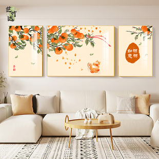 新中式客厅装饰画沙发背景墙挂画三联画壁画，现代简约电视背景墙画