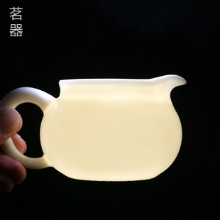 羊脂玉白瓷公道杯分茶器茶海过滤防烫手陶瓷，茶具配件大号高端匀杯