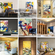时尚办公室样板房复式楼客厅沙发背景墙装饰画抽象大尺寸，壁画挂画