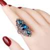 欧美大气复古水晶戒指女时尚个性，长款食指戒夸张装饰指环宝石饰品