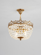 欧式全铜水晶吸顶灯卧室奢华客厅，圆形简欧法式led复古玄关灯具