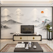 3d立体轻奢金色山水，墙布新中式客厅沙发，电视墙背景墙壁纸酒店墙纸