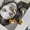 欧美高版本黄铜镀金银针冷淡风，水滴型性感夸张个性气质大耳钉耳环