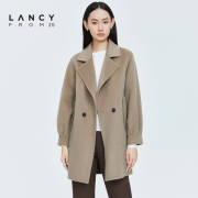 lancy朗姿羊毛大衣女2022冬季中长款气质，双面呢高级感外套女