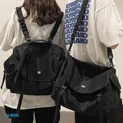 双肩包斜挎包女大学生上课包书包男ins运动风电脑背包两用单肩包