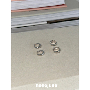 hellojune925纯银，经典极简光面，耳圈小圆耳环