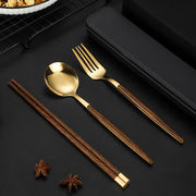餐具收纳盒三件套装筷子学生，便携式汤勺子(汤勺子，)叉子户外旅