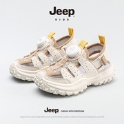 jeep男童凉鞋包头夏季2023旋转扣中大女童，软底儿童运动沙滩鞋