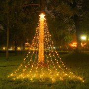 五角星流水瀑布灯圣诞节挂树流星圣诞树庭院装饰品，遥控太阳能灯串