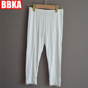 bbka女儿童夏季纯棉弹力，百搭七分打底裤，白色休闲中腰薄款凉快