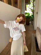 苎麻微透白色短袖t恤女夏季2024年宽松百搭透气纯色休闲上衣