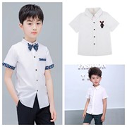儿童衬衫礼服短袖夏季2023T恤男童白色衬衣打底韩版中小童