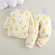 新生儿和尚服秋冬纯棉1初生婴儿保暖衣服冬装0-4个月宝宝夹棉套装