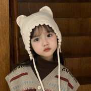 儿童帽子宝宝护耳针织套头帽秋冬季加厚保暖毛线，帽男女童户外可爱