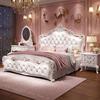 欧式床现代简约法式公主床，实木双人床粉色，皮婚床主卧家具组合套装