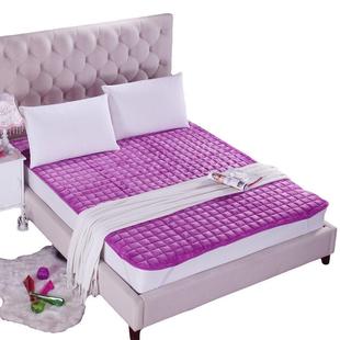 罗兰家居家纺床垫冬季保暖法莱绒加厚床褥紫色垫被法兰绒珊瑚