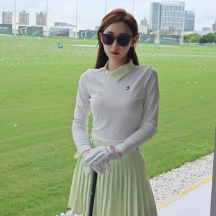 tashi高尔夫球服女套装修身弹力，长袖上衣速干透气运动百褶短裙子