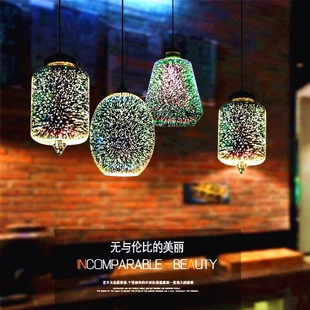 创意3D彩色玻璃吊灯酒吧餐厅吧台咖啡厅KTV会所 现代个性氛围灯具