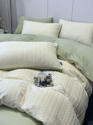冬季法式轻奢牛奶绒纯色，四件套双面加厚保暖珊瑚绒被套床上用