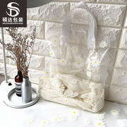 红色桃心塑料手提袋白色，波点清新韩版袋服装袋子，烘焙化妆品袋