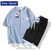 NASA休闲套装男生夏季潮流青少年帅气搭配短袖短裤运动两件套夏装