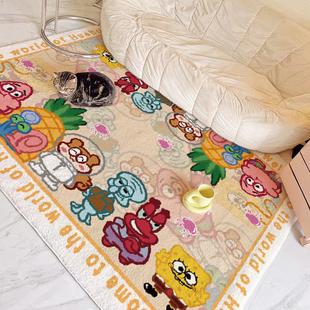 海绵宝宝地毯客厅2024地垫子大面积全铺卧室床边毯儿童阅读区