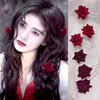 鞠婧祎同款雪地红色玫瑰，花朵发夹写真发饰头饰，新娘u型夹发卡