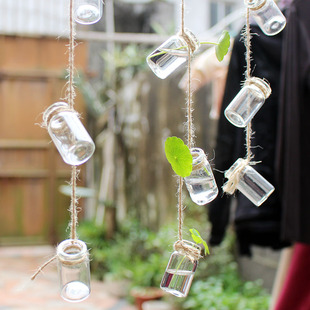 50只小吊瓶透明玻璃瓶子小号种多肉花瓶迷你悬挂水养植物花器