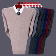 冬季中年男士羊绒衫时尚休闲套头领羊毛针织衫纯色打底毛衣
