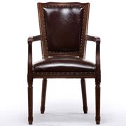 美式餐椅欧式实木餐桌椅咖啡厅酒店餐椅复古做旧橡木书房椅子