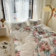 田园风法式四件套纯棉床裙款公主风碎花被套全棉床罩式床上用品