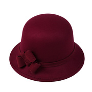 秋冬季女帽圆顶礼帽，呢子女士盆帽时装帽子，圆帽冬季女帽时装帽子