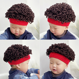 婴幼儿搞笑爆炸头帽宝宝可爱假发帽，子网红儿童个性头男女童卷发帽