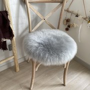 澳洲纯羊毛餐椅垫羊皮沙发坐垫冬季加厚圆形椅子垫可爱毛毛凳子垫