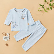 新生婴儿0-3个月宝宝纯棉A类套装和尚服连体衣睡衣两件套春秋套装