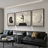 大气客厅现代简约装饰画抽象画黑白，极简壁画高级感沙发背景墙挂画