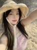 氛围感蕾丝草帽韩版系带镂空草编帽夏季出游网红沙滩帽遮阳帽