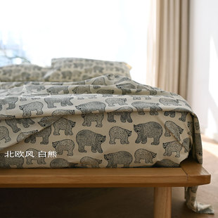 北欧风纯棉床单被套枕套床品套件，全棉四件套200*230150*200cm