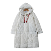 a41羽绒服女冬季韩版时尚，连帽长袖保暖白鸭绒(白鸭绒)显瘦中长款外套