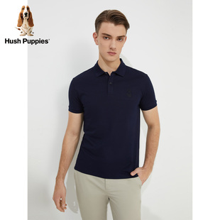 hushpuppies暇步士男装，夏季深蓝色开叉短袖，polo衫pd-22388d