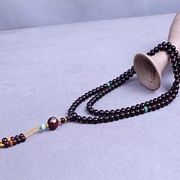 印度小叶紫檀0.6×108颗搭配镶银配饰念珠，佛珠手链女款
