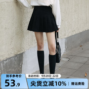 小个子韩版黑色半身短裙，女2023夏季高腰，显瘦防走光a字百褶裙