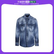 香港直邮Dsquared2D二次方男士牛仔衬衫浅蓝色单排扣舒适精致