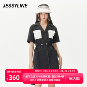 jessyline夏季女装杰茜莱时尚黑色西装连衣裙324211421