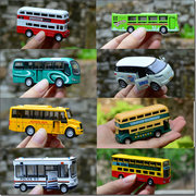 巴士回力仿真合金车模型校园，双层巴士旅游公交，小宝宝儿童玩具客车