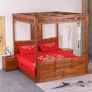 架子床实木新中式榆木千工拔步床家具仿古宫廷代床双人婚床洞月床