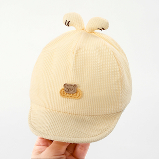 新生儿帽子春秋季婴儿鸭舌帽兔耳朵软沿小月龄男女宝宝遮阳棒球帽